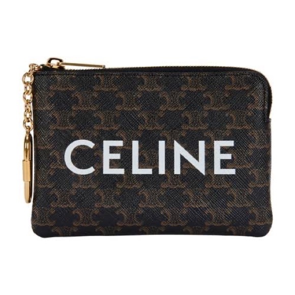 CELINE Coin & Card Pouch purse in Triomphe Canvas w Hook Brand new w tags/box - Picture 3 of 11